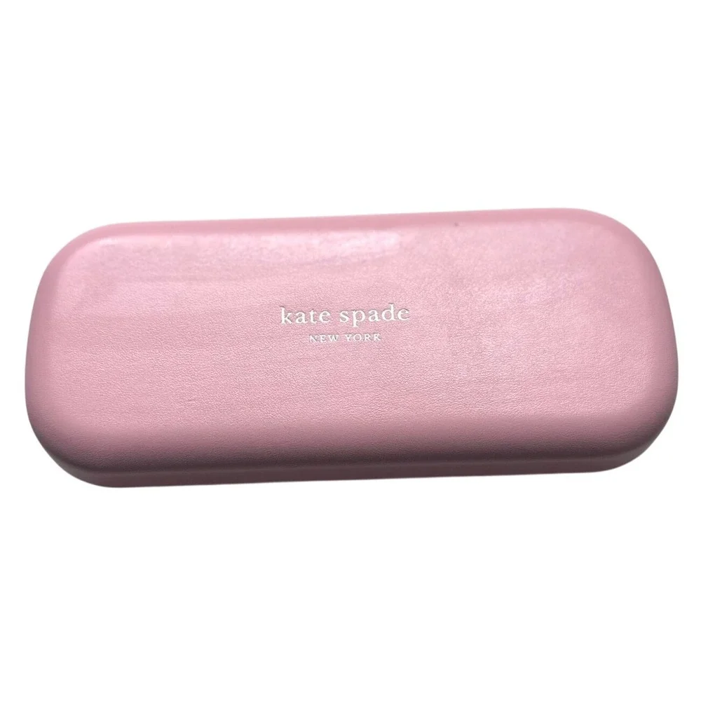 Kate Spade Pink Green Hard Clamshell Eyeglass Case So Happy To See You